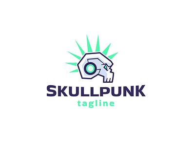 Skullpunk Logo template design draw logo punk skate skull sport vector