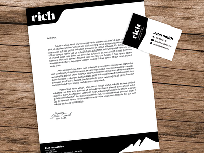 Rich Industries Letterhead and Business Card