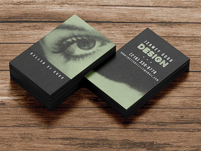 Good Is Better Business Cards alternative black business card design eye green