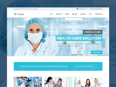 HiCare Website Responsive Design Template clinic doctor health hospital template medical design medical website template website