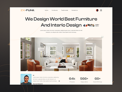 Interior Design landing page. chair clean ui decoration e commerce ecomerce furniture heder hero hero section home decor interior interior e commerce interior landing minimal minimal hero minimalist shopping sofa trending ui