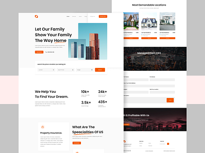 Real Estate landing page. apartment architecture building home homepage house landing page properties property property management property website real estate agency real estate ui real estate website residence ui uiux user interface website website design