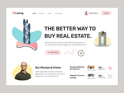 Real Estate Landing page. apartment building buy clean corporate estate agent house housing landingpage minmal properties property real estate real estate agency realestate realestatelife rent sell uiux website design