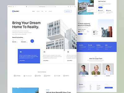 Real Estate Landing page. apartment architecture auction clean web ui homepage landing page minimal ui real estate real estate landing real estate web realtor ui user interface web design