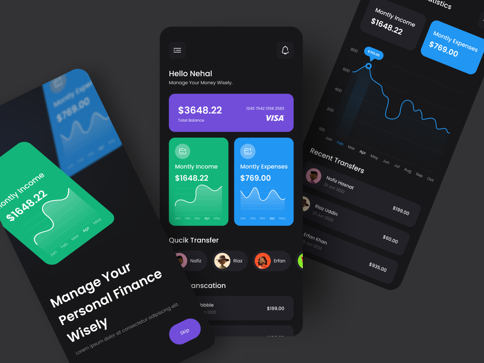 Finance Banking App. by Nehal Hamim for Oniex™ on Dribbble