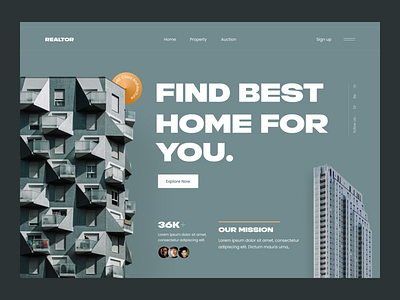 Real estate Landing Page. architecture building clean home homepage house landing page property management property ui property website real estate agency real estate ui realestate realtor residence ui ui designer uiux user interface web design