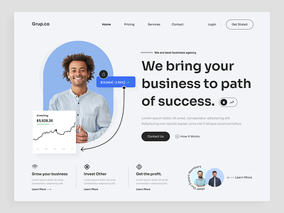 Business Consulting Landing Page. agency website business clean company consultancy consulting corporate figma finance growth header hero section homepage interface landing landing page simple typography user interface webdesign
