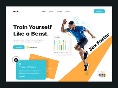 We.fit Landing Page. bodybuilding clean colorful crossfit fitness fitness club fitness landing fitness website fitnessmodel gym landing homepage landing page personal trainer simple sports training we.fit weightloss workout