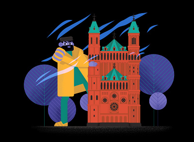 Worms Cathedral & Carl V 2d adobe architecture building character design digital flat illustration illustrator vector