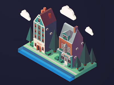 Isometric buildings 2d adobe illustration architecture digital illustration isometric vector