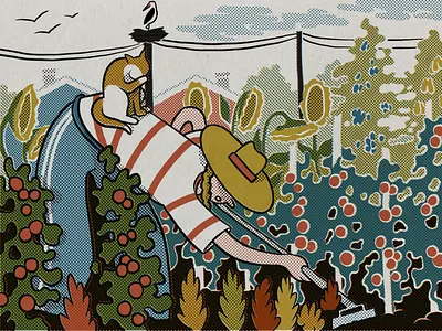 Matchbox illustration. Gardening time 2d adobe photoshop digital illustration imitation matchbox procreate retro risograph vintage