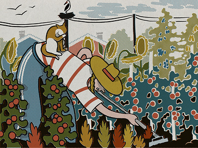 Matchbox illustration. Gardening time