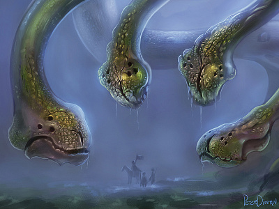 Forest Hydra - Detail Shot behemoth blue creature dragon forest green hydra monster peterdimitrov snake
