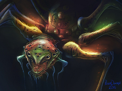 Night Crawler - Detail Shot crawl dark digitalart fantasy illustration insect night painting peterdimitrov spider