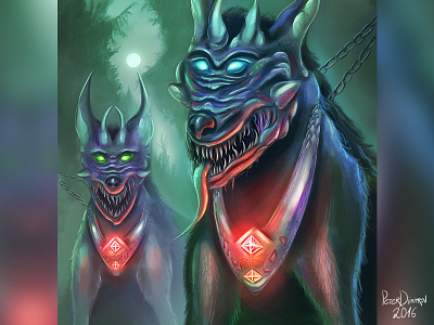 Grim and Hemlocke creature creepy dark digital fantasy games illustration magic monster painting scary