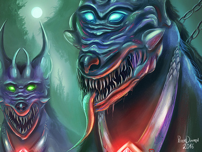 Grim and Hemlocke - Detail Shot creature creepy dark digital fantasy games illustration magic monster painting scary