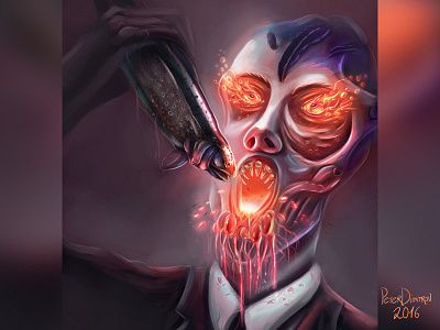 The Man in The Black Suit creepy devil digitalart fantasy fire gameart illustration monster painting