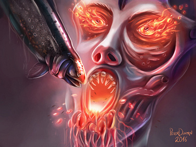 The Man in The Black Suit - Detail Shot creepy devil digitalart fantasy fire gameart illustration monster painting stephenking