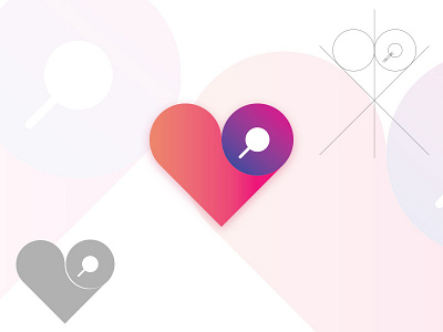 Find Love App Icon application apps circle concept golden ratio icon iconic logo logo design love monogram search