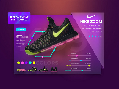 Nike Zoom Shoes Design adobe adobe xd amazing behance colorful concept cool creative dribbble gradient nike air nike running photoshop shoes ui ui ux ui design uidesign uiux user interface