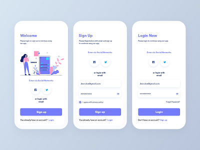 Login & Signup Process by Hiren Lakhara on Dribbble
