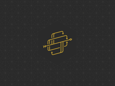 a logo arrow black gold hexagon logo minimal