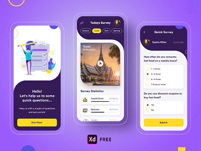 Survey Mobile App Design Free XD Download business creative mobile app design dribbble free xd download freebies gaming mobile app ui design science science and technology survey android app survey app survey ios app survey mobile app travel ui ux design xd
