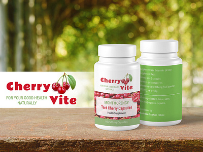 Cherry Vite Capsules bottle branding capsule capsules design dribbble health health care health supplement healthcare inspiration logo medicine mockup packaging design psd