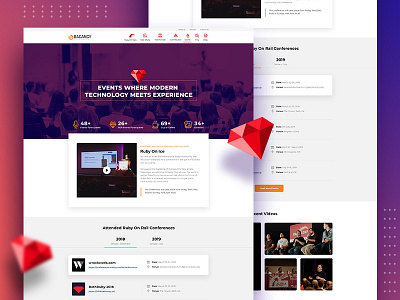 Ruby On Rails Conference Page Design bacancy technology conference design dribbble event free graphic home page homepage homepage design inspiration landing page ror ruby on rails technologies technology ui ui ux design ux website design