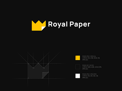 Royal Paper branding chancellery crown design logo logodesing logopaper logopresentation logoroyal logos logotype minimalism office paper paper royal vector