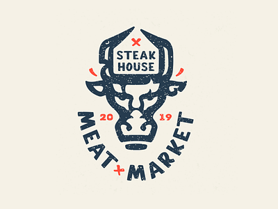 Steak house bull logo meat meat market pork purchases retro steak house supermarket veal