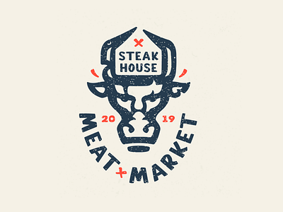 Steak house bull logo meat meat market pork purchases retro steak house supermarket veal