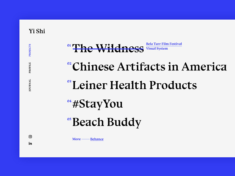 Yi Shi Portfolio interactive design digital design portfolio website