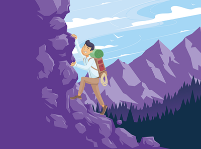 Climbing scene accessibility character climbing handbook illustration struggle ux