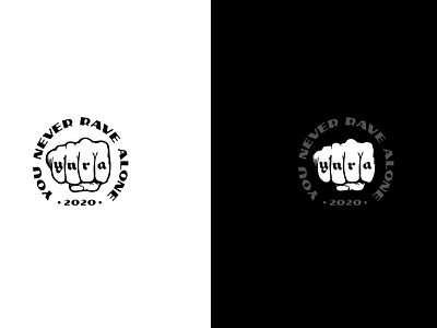 You Never Rave Alone branding design festival fist hand icon logo logotype music rose