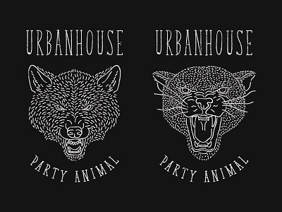 Urbanhouse party animal vol.2 animal cougar illustration party vintage wolf