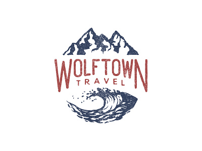 Wolftown Travel logo logo logotype mountains style typography vintage waves