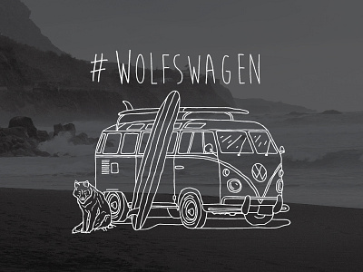 #wolfswagen illustration surf travel wolf