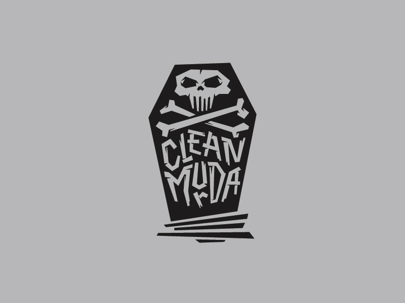 Clean Murda logo alternative tombstone skull bones coffin typography logotype logo