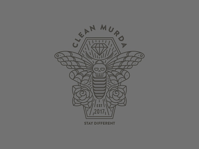 Clean Murda logo alternative 3 badge coffin death diamond logo moth roses tatoo