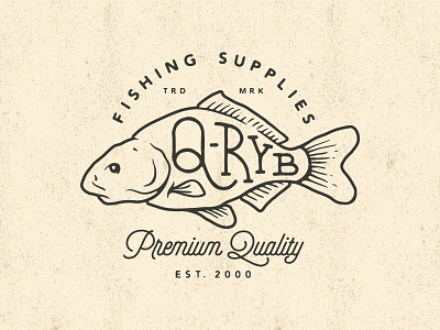 Q-ryb fishing illustration logo logotype typography vintage