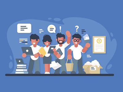 Design team illustration designers flat illustration office team work workplace