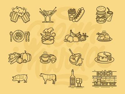 Vesterbrø icons vol. 1 copenhagen food icon illustration set stroke