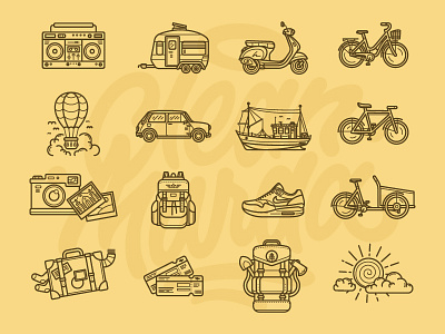 Vesterbrø icons vol. 2 bike copenhagen food icon illustration radio set stroke travel