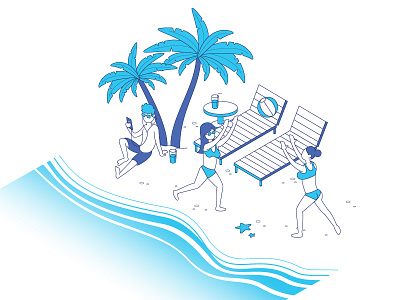 Teamgetaway illustration 3 activity beach illustration isometric leisure office people relax