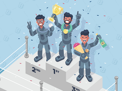 The winner is astronaut celebration flat illuatration people winner