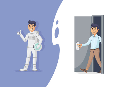 Random guy astronaut door guy illustration male