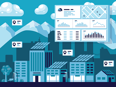 City Relief Infographic building city flat house illustration illustrator panel relief solar town