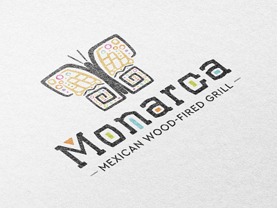 Monarca Restaurant Logo branding butterfly design grill icon illustration logo mayan restaurant wood fire