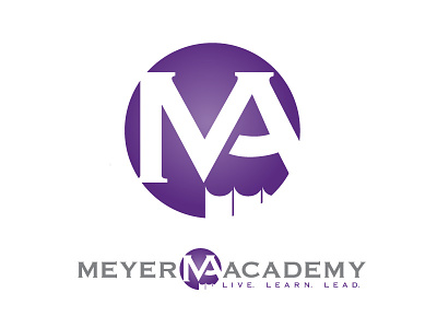 Meyers Academy Logo Concept badge education icon lead learning logo negative space pencil purple school simple design sticker